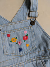 Load image into Gallery viewer, Bonjour Light Wash Flower Shortalls 4t

