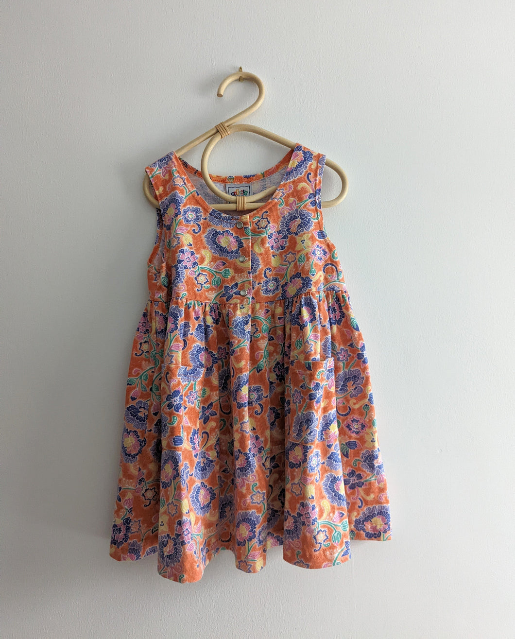 Orange Floral Dress 3-4y
