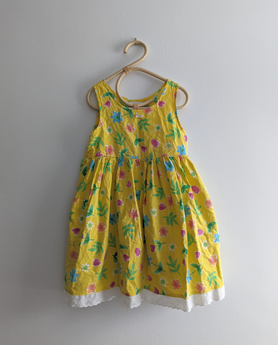 Yellow Floral Pocket Dress 6y
