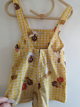 Load image into Gallery viewer, Handmade Yellow Gingham Chick Romper 2t
