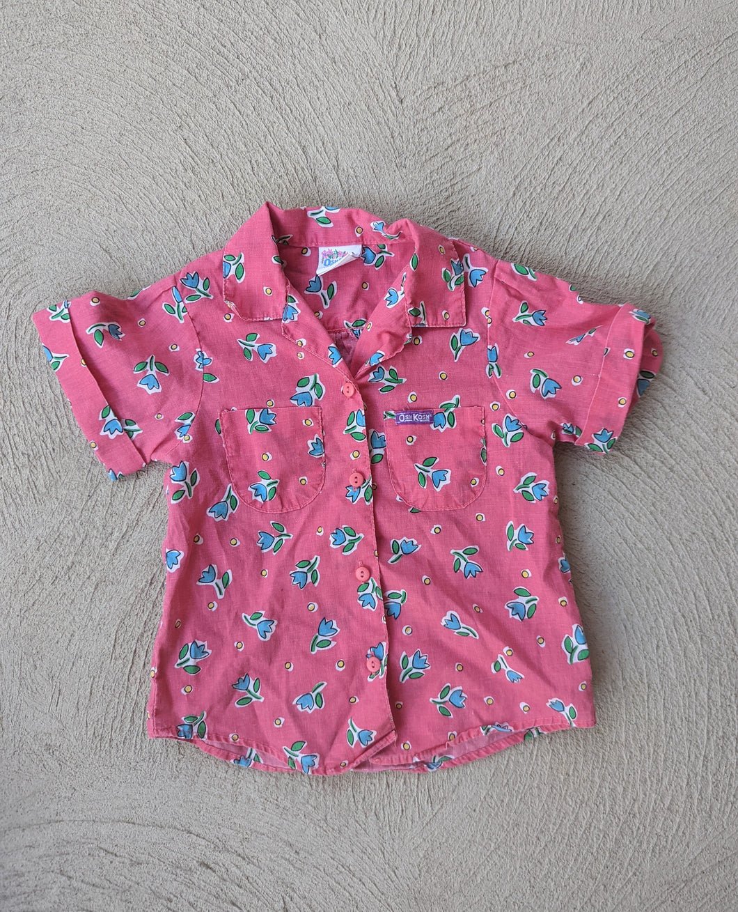 Oshkosh Pink Floral Button up Top 4t