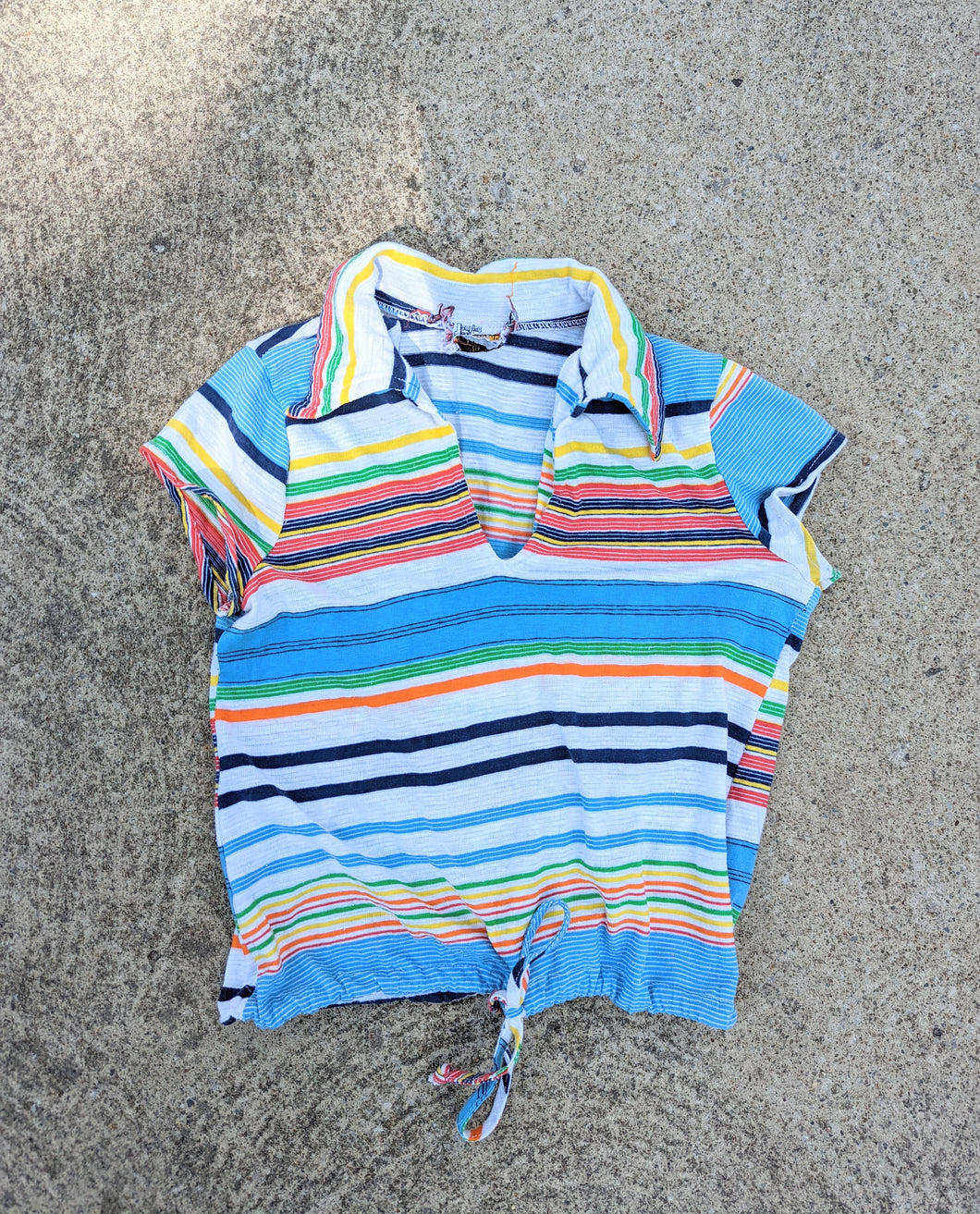 Striped Collared V neck Top 6-7y