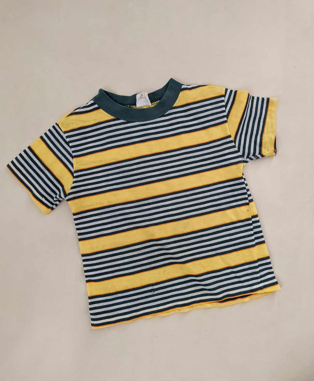 Yellow + Green Striped Ringer Tee 3-4y