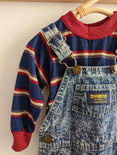 Load image into Gallery viewer, Oshkosh Acid Wash Overalls + Striped Top 18m

