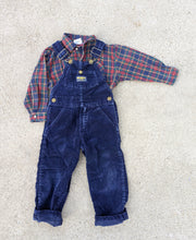 Load image into Gallery viewer, Oshkosh Flannel + Cord Overalls 4t
