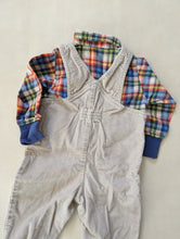 Load image into Gallery viewer, Gymboree Plaid + Corduroy Overalls 12-18m
