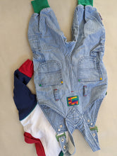 Load image into Gallery viewer, Gymboree Primary Colored Top + Striped Overalls 18m
