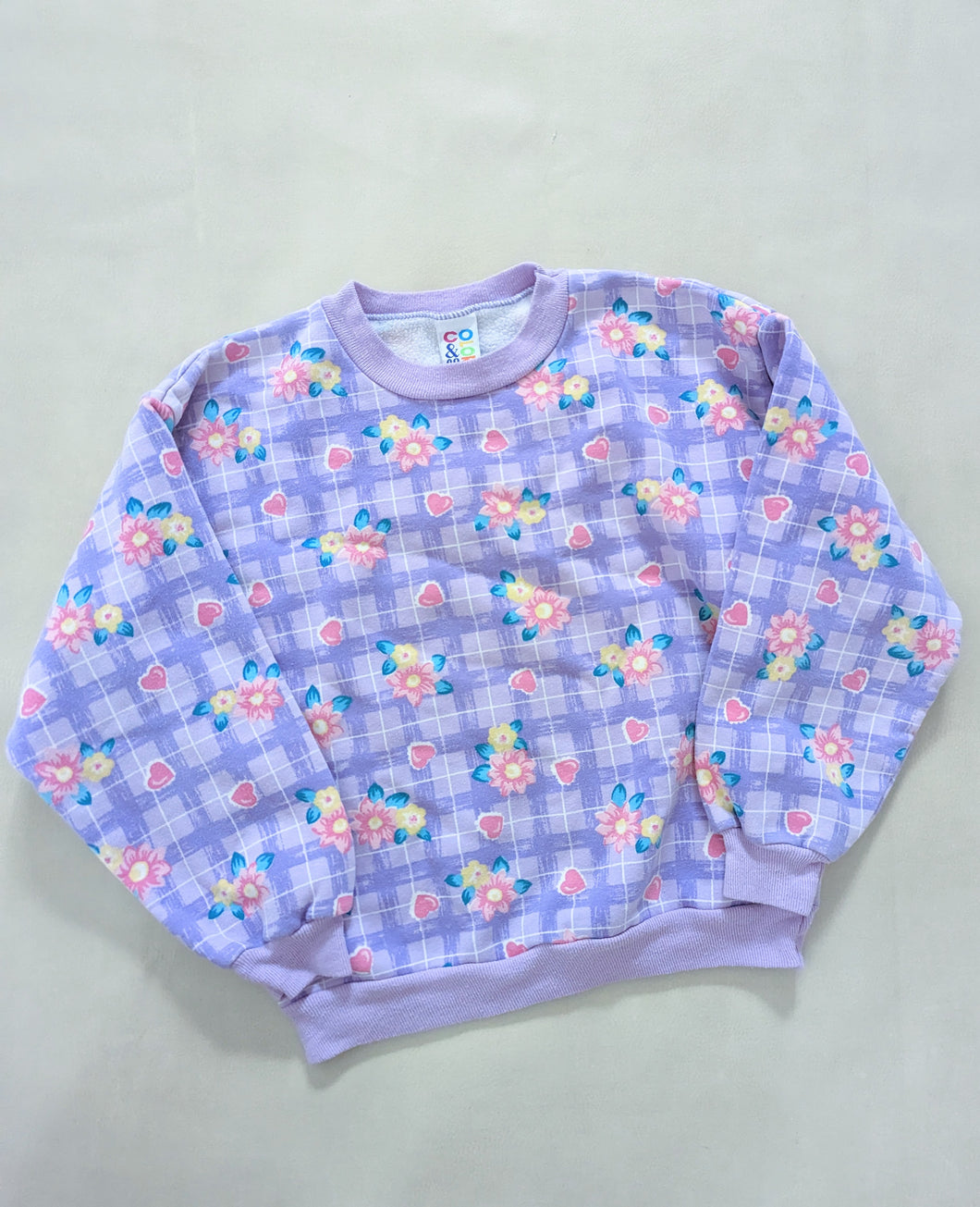 Purple Flower & Hearts Sweatshirt 7y