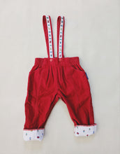 Load image into Gallery viewer, Oshkosh Red Suspender Pants 6-12m
